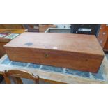 MAHOGANY TOOL BOX WITH BRASS HANDLES & EXCELLENT SELECTION OF TOOLS