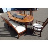 EASTERN HARDWOOD EXTENDING DINING TABLE WITH 2 EXTRA LEAVES & SET OF 8 MATCHING DINING CHAIRS