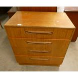 TEAK CHEST OF 4 DRAWERS 75CM TALL X 72 CM WIDE Condition Report: Generally,