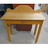 PINE SIDE TABLE WITH OAK TOP & SINGLE DRAWER,