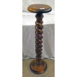 MAHOGANY TORCHERE WITH BARLEY TWIST DECORATION,