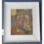 HAMISH LAWRIE - (ARR) SKETCH FROM CHILDREN'S THEATRE SIGNED FRAMED OIL PAINTING 29 X 23 CM