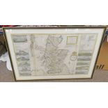 FRAMED MAP "THE NORTH PART OF GREAT BRITAIN CALLED SCOTLAND" BY HERMAN MOLL GEOGRAPHER 1714 60 X