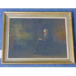 GEORGE PAUL CHALMERS GENTLEMAN READING SIGNED FRAMED OIL PAINTING 32 X 43 CM