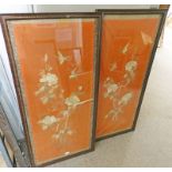 2 FRAMED ORIENTAL SEWN WORK PANEL PICTURES,