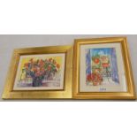 GILT FRAMED WATERCOLOUR OF A STILL LIFE SIGNED LINDA POWELL AND ONE OTHER SIMILAR BUT UNSIGNED -2-