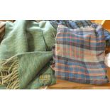 2 TARTAN THROWS AND A HUNTERS OF BRORA 100% WOOL BLANKET -3-