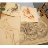 FOLIO OF EARLY 20TH CENTURY CHALK & CHARCOAL DRAWINGS