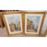 PAIR OF GILT FRAMED WATERCOLOURS OF 17TH/18TH CENTURY TOWN SCENES, UNSIGNED 33.