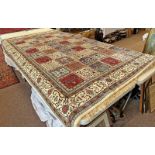 MULTICOLOURED GROUND CASHMERE CARPET WITH ALL OVER PERSIAN DESIGN 310 X 195CM