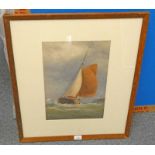 19TH CENTURY WATERCOLOUR OF A FISHING BOAT,