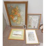 SELECTION OF FRAMED PRINTS, PICTURES ETC TO INCLUDE FRAMED WATERCOLOUR BY KEN LOCHEAD OF SAMAELSTON,