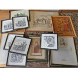 FRAMED PICTURES AND PRINTS TO INCLUDE VARIOUS RELIGIOUS PRINTS,