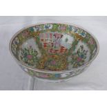 ORIENTAL BOWL WITH FLORAL & RURAL SCENE, DIAMETER Condition Report: Needs a clean.