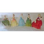 FIVE ROYAL DOULTON FIGURES: HN 3644 - DEBORAH, HN 2178 - ENCHANTMENT, HN 2368 - FLEUR,