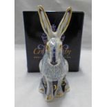 ROYAL CROWN DERBY STAR LIGHT HARE WITH GOLD SEAL - 14CM TALL WITH BOX