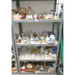 CRYSTAL, VARIOUS PORCELAIN FIGURES, CHESS SET, DOLL'S HOUSE ACCESSORIES, VARIOUS TEAPOTS,