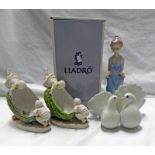 2 LLADRO FIGURES: GIRL WITH FLOWERS - 26 CM TALL WITH BOX,