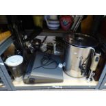 BURCO WATER BOILER, FIRE IRONS, BLENDER,