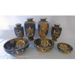 SELECTION OF JAPANESE PORCELAIN INCLUDING VASES AND BOWLS WITH RURAL SCENE.