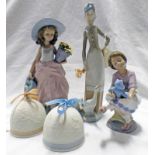3 LLADRO FIGURES OF GIRLS - ONE WITH WATERING CAN,