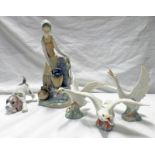 5 LLADRO FIGURES: GIRL WITH AMPHORA - 28CM TALL,