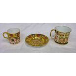 ROYAL CROWN DERBY IMARI PATTERN SAUCER AND TEA CUP AND 1 OTHER CUP