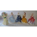 FIVE ROYAL DOULTON PORCELAIN FIGURES INCLUDING HN 2275 - SANDRA, HN 4151 - FAITH, HN 2804,