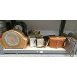 BRASS CLOCKS, MANTLE CLOCKS, BINOCULARS, KODAK 1940'S FOLDING CAMERA,