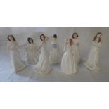 SEVEN ROYAL DOULTON FIGURES: HN 3635 - AMANDA, HN 4258 - EMBRACE,