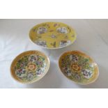 PAIR OF CHINESE PORCELAIN DISHES WITH SIX CHARACTER MARK TO BASE TOGETHER WITH CHINESE YELLOW