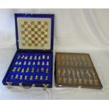 ONYX CASED CHESS SET TOGETHER WITH MARINAKIS BRASS HELENIC CHESS SET