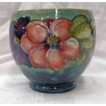 MOORCROFT VASE WITH FLORAL DECORATION. PAPER LABEL AND GREEN SIGNATURE TO BASE. HEIGHT - 13.