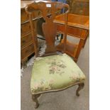 19TH CENTURY MAHOGANY CHAIR ON DECORATIVE QUEEN ANNE SUPPORTS