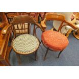 THONET BENTWOOD ARMCHAIR AND ONE OTHER BENTWOOD ARMCHAIR