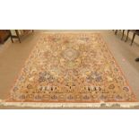 MODERN MIDDLE EASTERN CARPET WITH ORANGE AND BLUE PATTERN 344 CM LONG X 249 CM WIDE