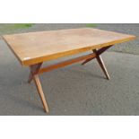 TEAK KITCHEN TABLE OF X-FRAME SUPPORTS,