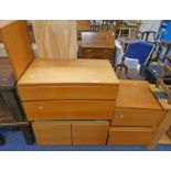 TEAK UNIT WITH 4 DRAWERS AND 2 PANEL DOORS Condition Report: Generally,