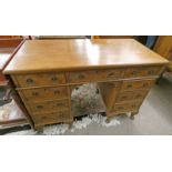 LATE 19TH/ EARLY 20TH CENTURY WALNUT KNEE-HOLE DESK WITH 3 DRAWERS OVER TWO STACKS OF 3 DRAWERS ON