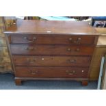 LATE 19TH CENTURY MAHOGANY CHEST OF 4 GRADUATED DRAWERS ON BRACKET SUPPORTS 84CM TALL X 109 CM LONG