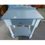 PAINTED PINE SIDE TABLE WITH SINGLE DRAWER ON TURNED SUPPORTS