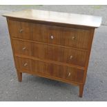 3 DRAWER CUMBRAE TEAK CHEST, HEIGHT 77CM X WIDTH 87CM Condition Report: Generally,