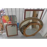 GOOD SELECTION OF MIRRORS TO INCLUDE GILT FRAMED OVAL MIRROR,