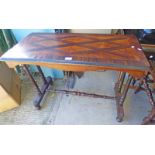 LATE 19TH CENTURY ROSEWOOD LIBRARY TABLE WITH DECORATIVE CROSSBANDED TOP,