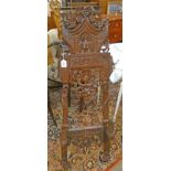 EASTERN HARDWOOD EASEL WITH DECORATIVE ORIENTAL CARVING