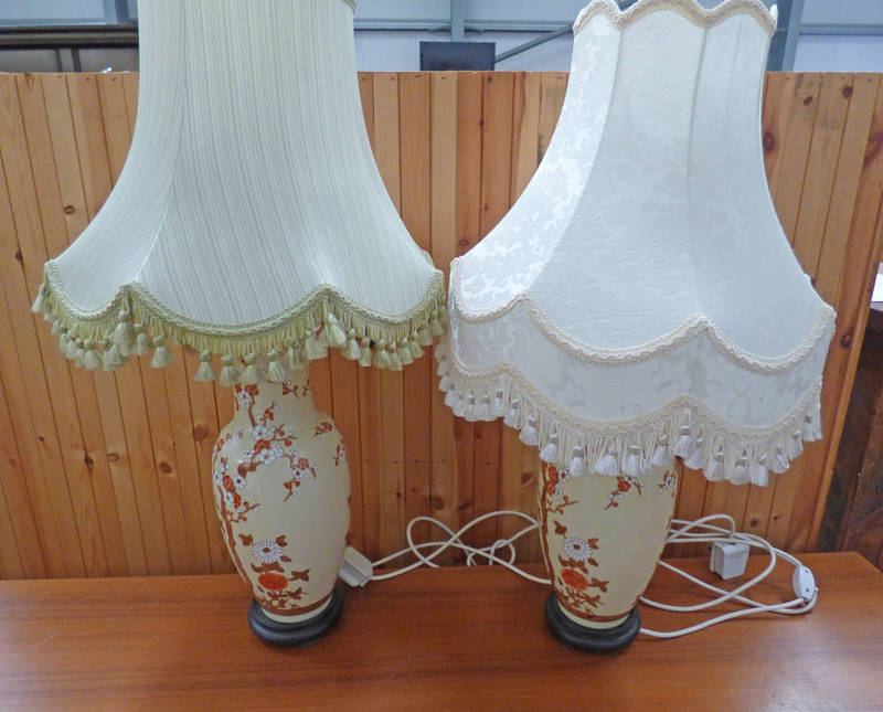 PAIR OF EASTERN PORCELAIN TABLE LAMPS