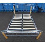 METAL AND WOOD SINGLE BED FRAME
