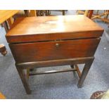 19TH CENTURY MAHOGANY FITTED BOX ON STAND,