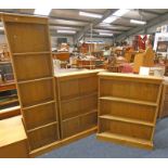 PAIR PINE OPEN BOOKCASES AND ONE OTHER PINE BOOKCASE