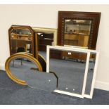 GOOD SELECTION OF MIRRORS TO INCLUDE GILT FRAMED OVAL MIRROR, PAIR PAINTED MIRRORS,